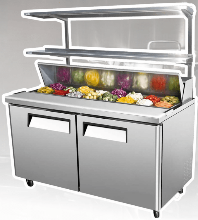 E - DOS - PT1448 Enhanced Overshelf, 14"X48"X48"H for prep table, Double tier - Enhanced SS & Equipment - Enhanced Equipment