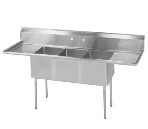 C3T101410 - 15LR Enhanced, Sink, 3 - compartment, left & right drainboard - Enhanced Stainless Steel - Enhanced Equipment