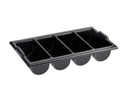 CB4BK Cresco Resco Cutlery bin, 4 - compartment, black, plastic - Cresco Resco Smallwares - Enhanced Equipment