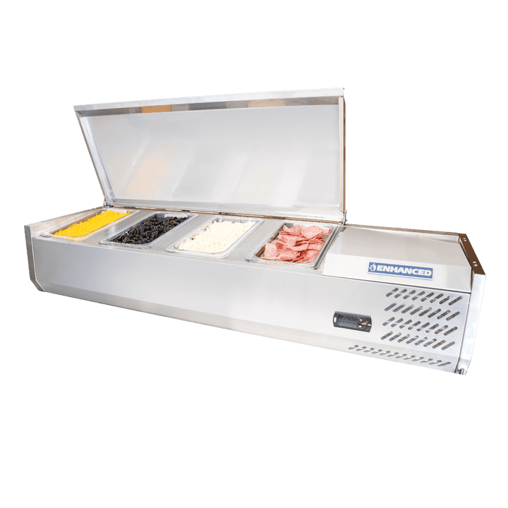 CTSP - 48 - 15 - HC Enhanced 48" Refrigerated Countertop Prep Rail with Stainless Steel Lid - Enhanced Refrigeration - Refrigeration - Enhanced Equipment