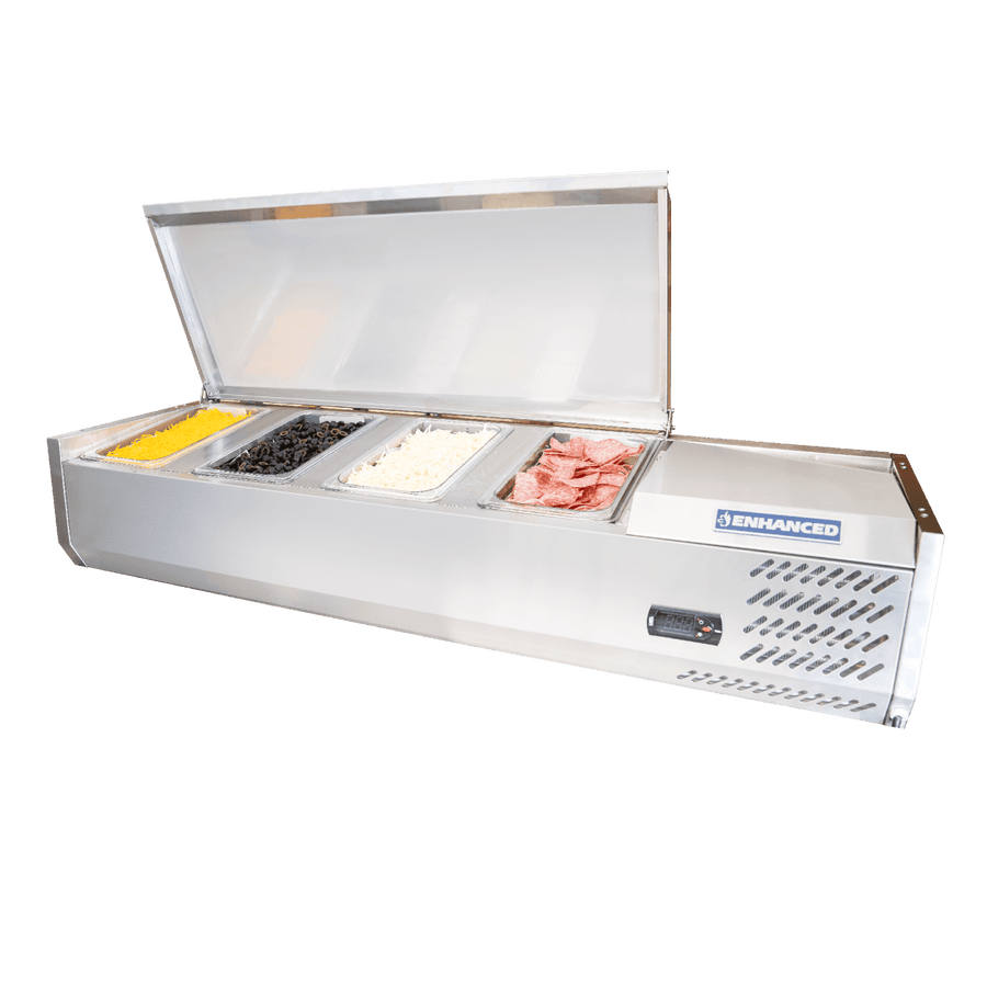 CTSP - 48 - 15 - HC Enhanced 48" Refrigerated Countertop Prep Rail with Stainless Steel Lid - Enhanced Refrigeration - Refrigeration - Enhanced Equipment