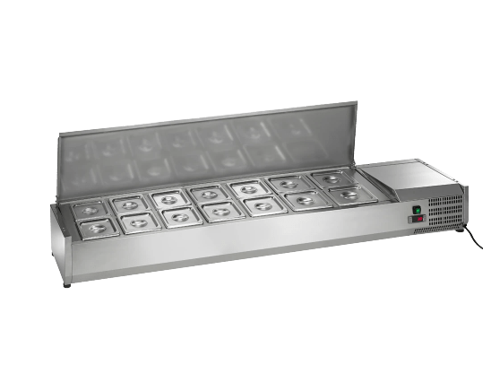 CTSP - 78 - 15 - HC 78" W x 15" D refrigerated countertop salad/topping station - Enhanced Refrigeration - Enhanced Equipment