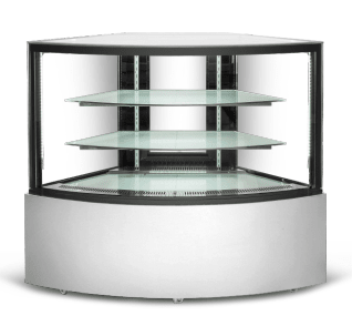 E - CW - 350C Enhanced Corner Showcase (Digital controller+LED+glass shelves+wooden box) - Enhanced Display Cases - Enhanced Equipment