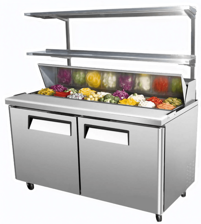 E - DOS - PT1460 Enhanced Overshelf, 14"X60"X48"H for prep table, Double tier - Enhanced SS & Equipment - Enhanced Equipment