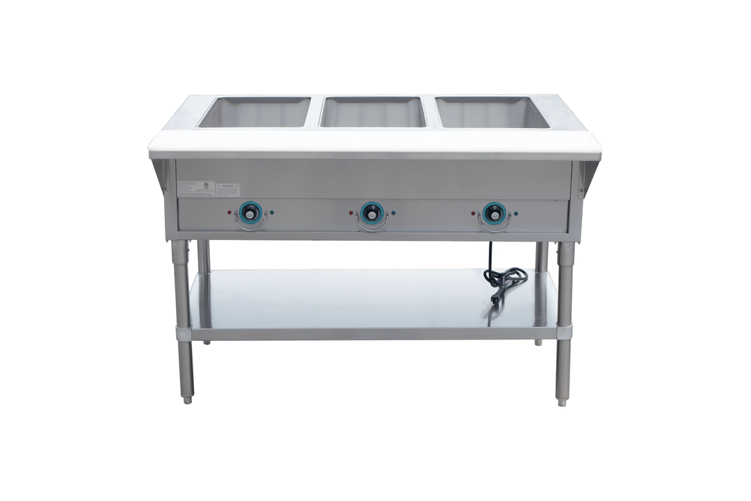 E - EST - 3OW - US Enhanced Hot food steam table, 3 - open wells, Stainless steel, 120V - Enhanced SS & Equipment - Steam Tables - Enhanced Equipment