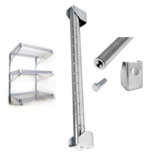 E - PW34C Enhanced Wall Post Kit 34" Chrome - Enhanced Wire Shelving - Enhanced Equipment