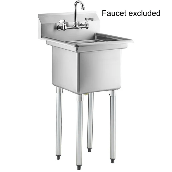 E - S1C182414 - 316 Enhanced Sink 1 - compartment, tub 18x24x14, no drainboard, 16 ga, SS legs, SS sockets - Enhanced Stainless Steel - Enhanced Equipment