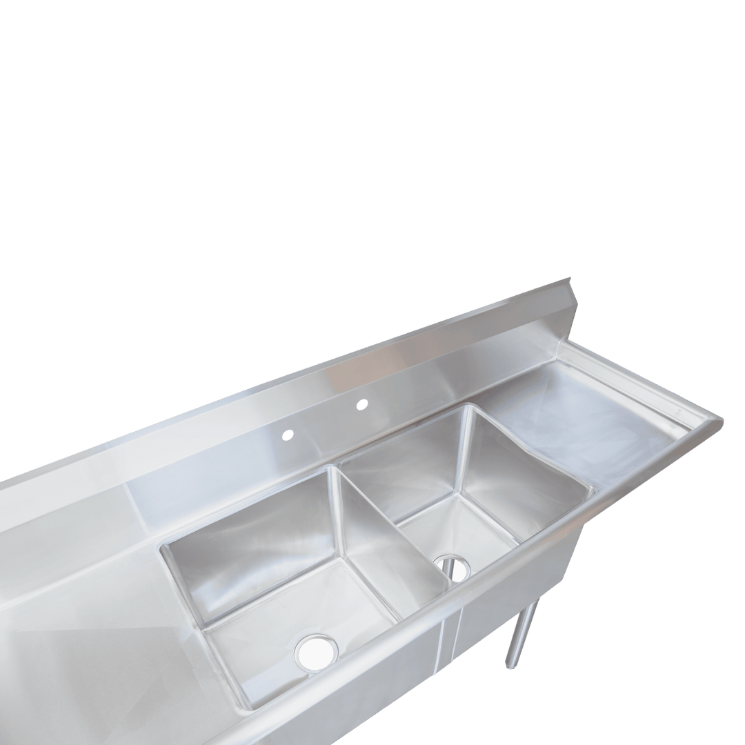 E - S2C181814 - 18LR - 316 Enhanced 18"D x 18"W Sink, 3 Tubs with Right/Left Drainboards - Enhanced SS & Equipment - Enhanced Equipment