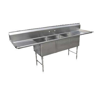 E - S3C181814 - 18LR - 316 Enhanced 18"D x 18"W Sink, 3 Tubs with Right/Left Drainboards - Enhanced SS & Equipment - Sinks - Enhanced Equipment