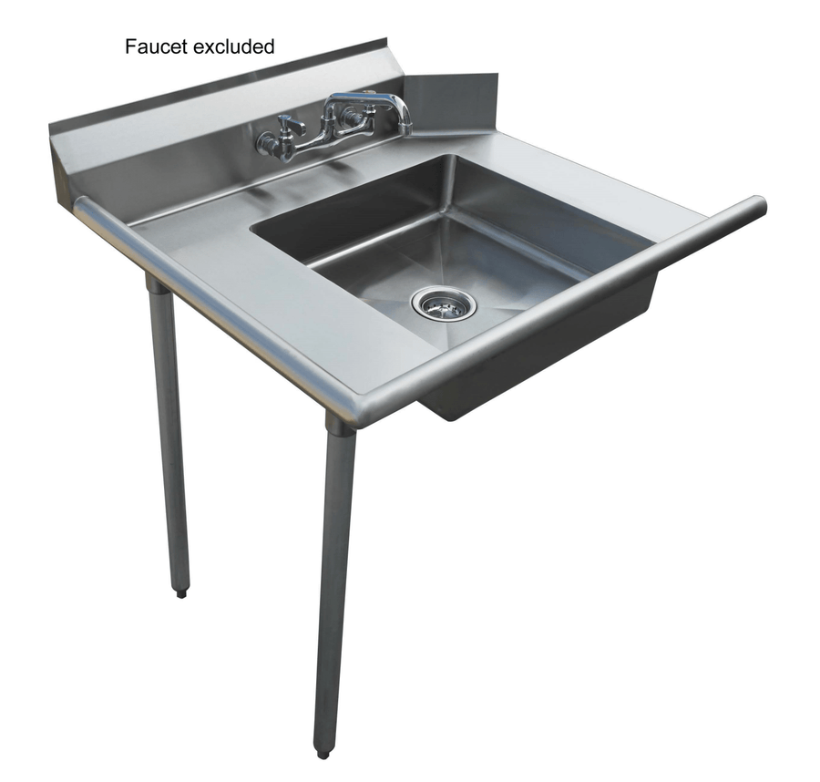 E - SDT - 36L Enhanced Soiled dish table 30"X36\" pre - rinse bowl:20"X20"X5" Left side - Enhanced Stainless Steel - Enhanced Equipment