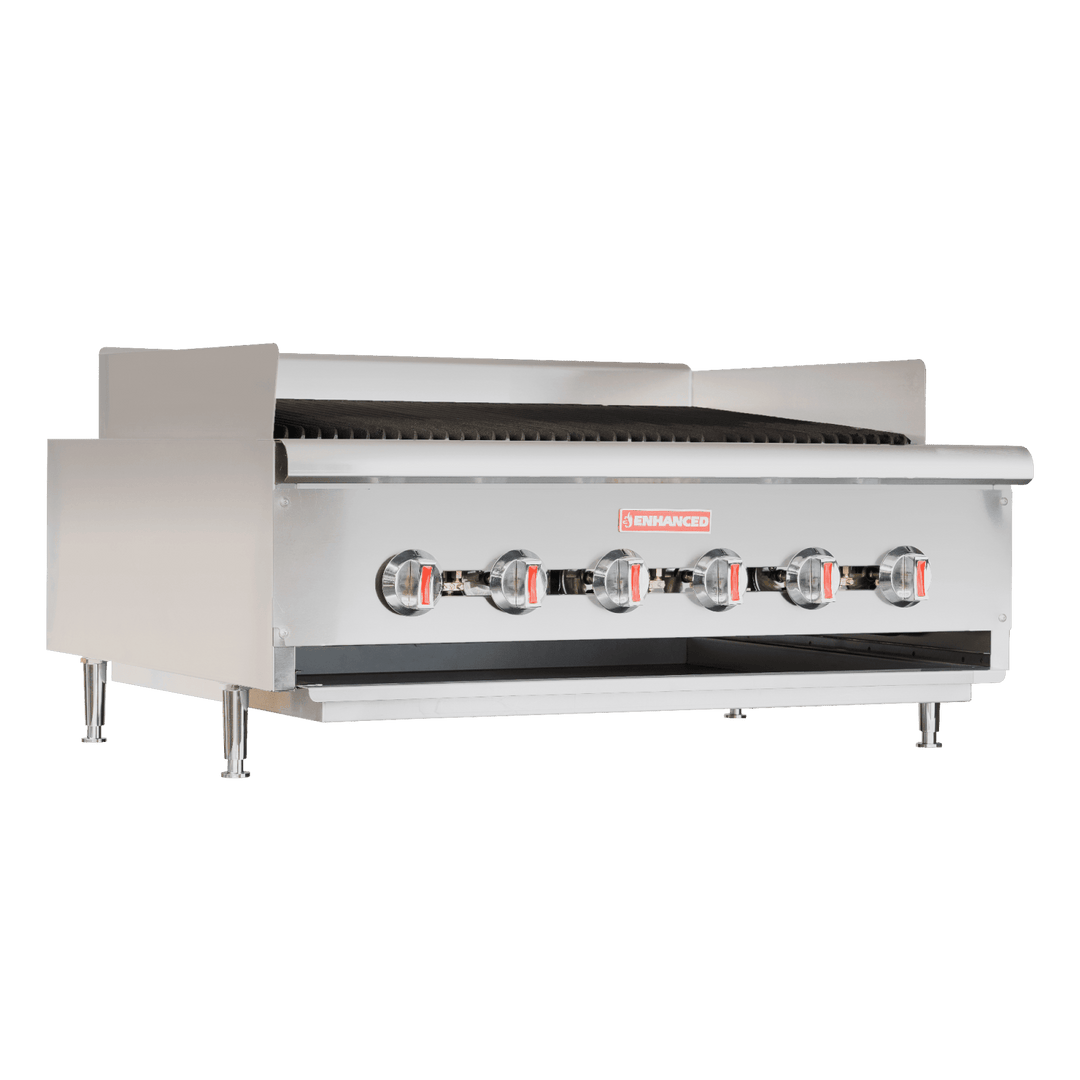 E - SGCRC3B - 36 Enhanced Stainless steel gas countertop radiant charbroiler 27 - 1/2"X36"X15 - 1/2"H , 2 burner - Enhanced SS & Equipment - Charbroiler - Enhanced Equipment