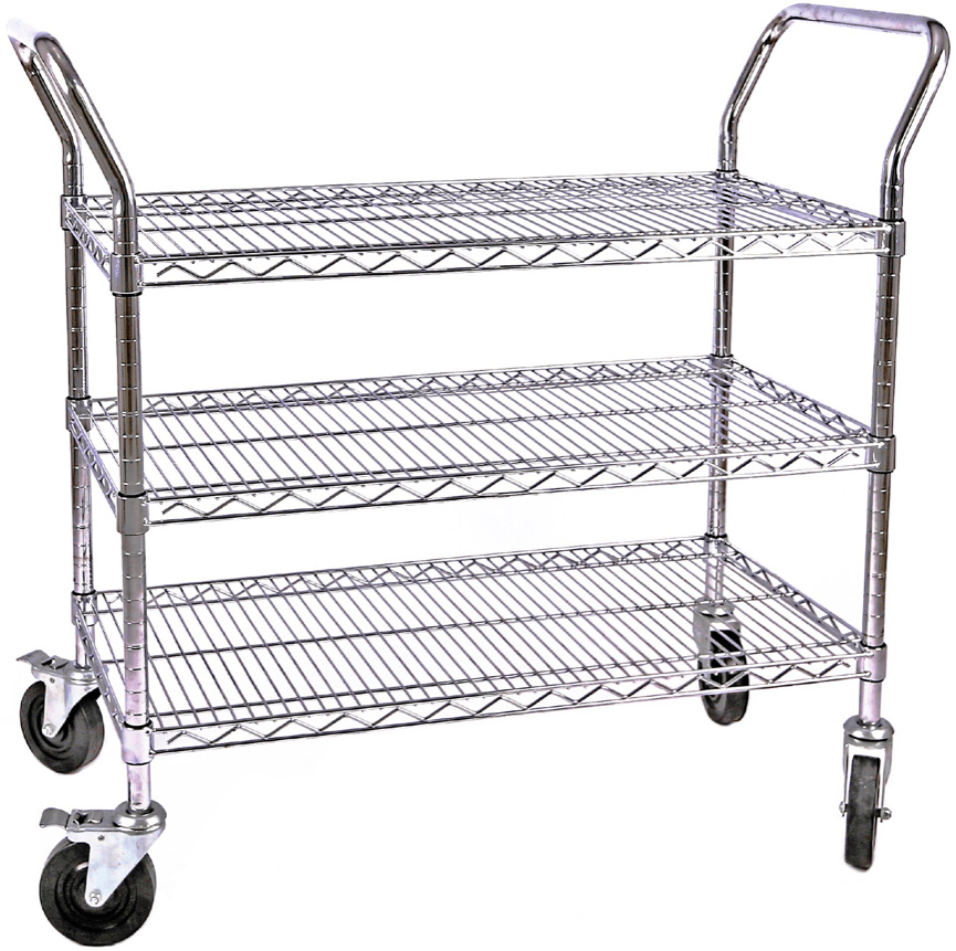 E - UT1836C Enhanced 18" x 36" Wire Cart, 3 Shelves and Casters - Enhanced Wire Shelving - Carts - Enhanced Equipment