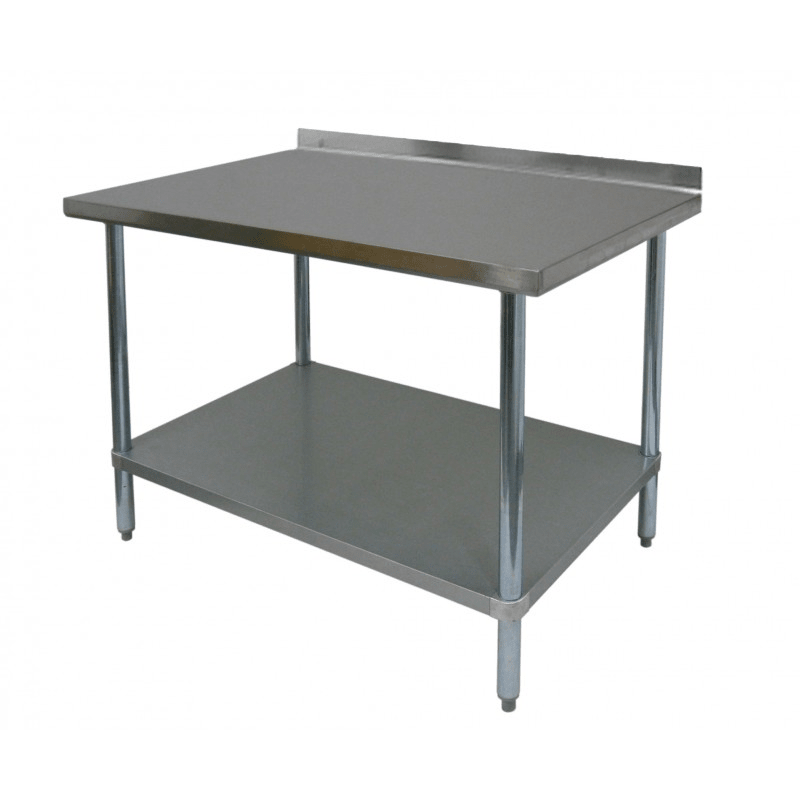 E - WTG - 3018 - 2R - 418 Enhanced 30"D x 18"W Work Table with Galvanized Underself, 2" Backsplash - Enhanced SS & Equipment - Enhanced Equipment