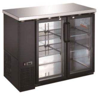 EBB - 24 - 48G - HC Enhanced Back Bar Cooler 48" W x 24" D , black exterior, 2 - Glass doors - Enhanced Refrigeration - Enhanced Equipment