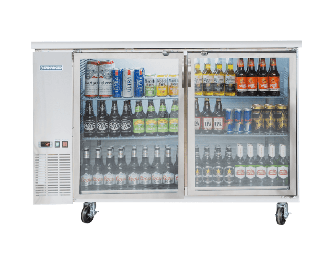 EBB - 24 - 60GSS - HC Enhanced Back Bar Cooler 60" W x 24" D , Stainless Steel exterior, 2 - Glass doors - Enhanced Refrigeration - Refrigeration - Enhanced Equipment