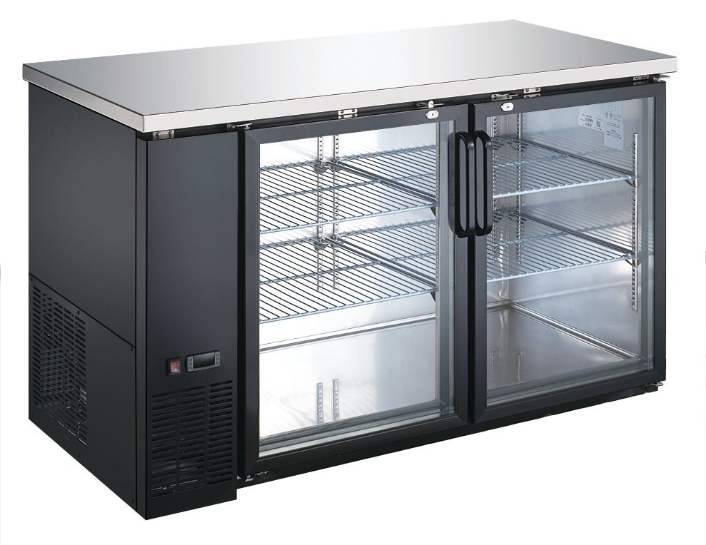 EBB - 2G - HC Back Bar cooler 58" Two Glass Doors - Enhanced Refrigeration - Enhanced Equipment