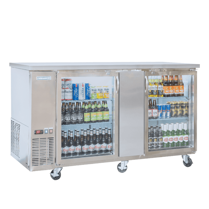 EBB - 3G - SS - HC Enhanced Back Bar cooler 27" D, Stainless Steel Exterior, 2 - Glass Doors - Enhanced Refrigeration - Enhanced Equipment