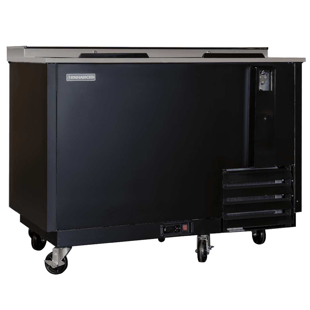 EBC - 50 - HC Enhanced Bottle Cooler Refrigerator 50" wide, black, 2 - slide top doors - Enhanced Refrigeration - Enhanced Equipment