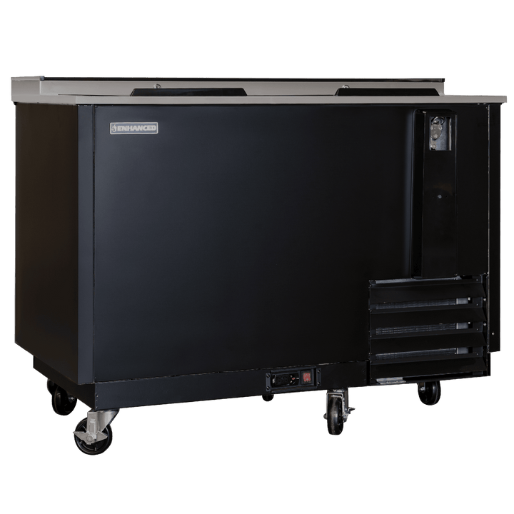EBC - 50 - HC Enhanced Bottle Cooler Refrigerator 50" wide, black, 2 - slide top doors - Enhanced Refrigeration - Enhanced Equipment