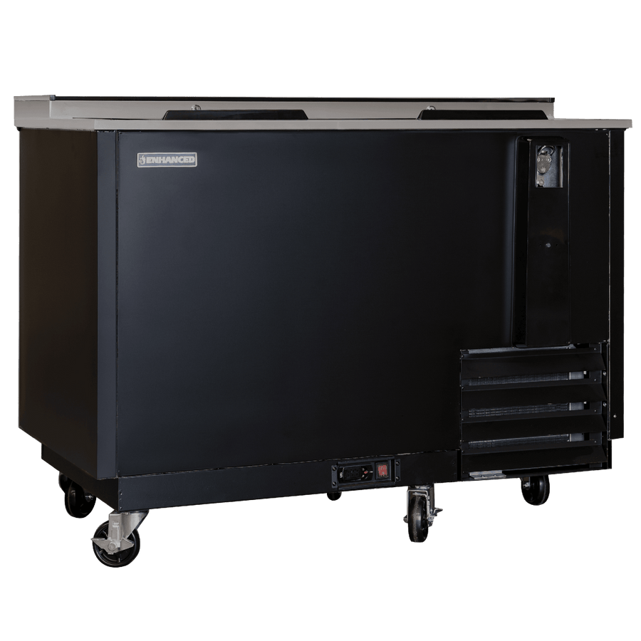 EBC - 50 - HC Enhanced Bottle Cooler Refrigerator 50" wide, black, 2 - slide top doors - Enhanced Refrigeration - Enhanced Equipment
