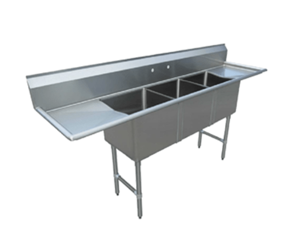 EC3T181814-18LR Enhanced, Sink, 3-Compartment, Left & Right Drainboard - Enhanced Stainless Steel - Sinks - Enhanced Equipment