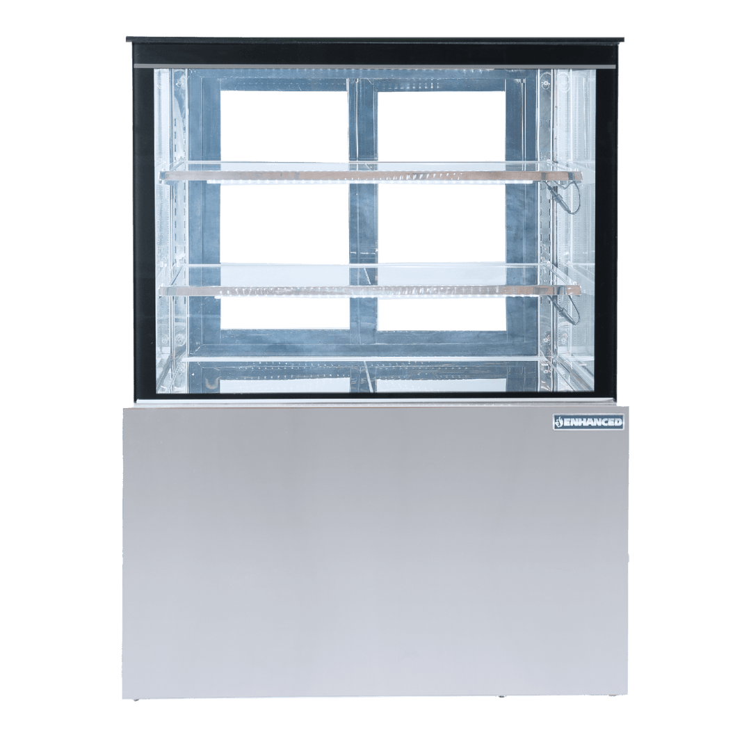 ECD - 36 - 2 - HC Enhanced Cake Display Case Refrigerator, 36" wide, Glass on 4 - sides, 2 - shelves - Enhanced Refrigeration - Enhanced Equipment