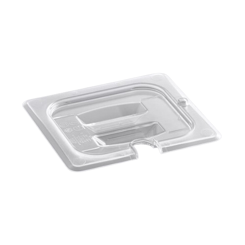 EFPL60NC Cresco Resco 1/6 Size Polycarbonate Lid w/Spoon Notch, Clear - Enhanced Smallwares - Enhanced Equipment