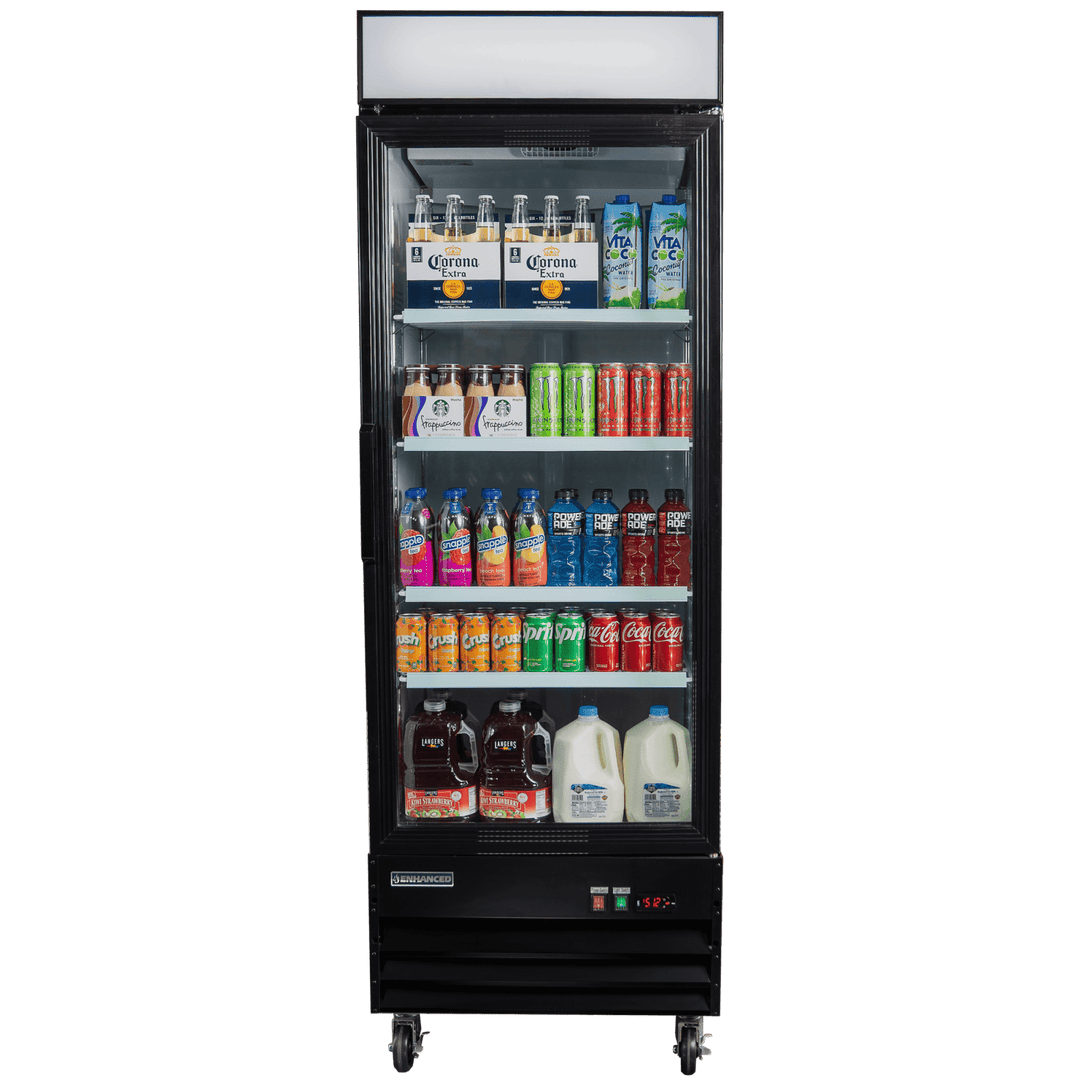 EGDM - 23R - HC Enhanced Merchandiser Refrigerator 1 - Glass doors, 23 cu., Black exterior - Enhanced Refrigeration - Enhanced Equipment