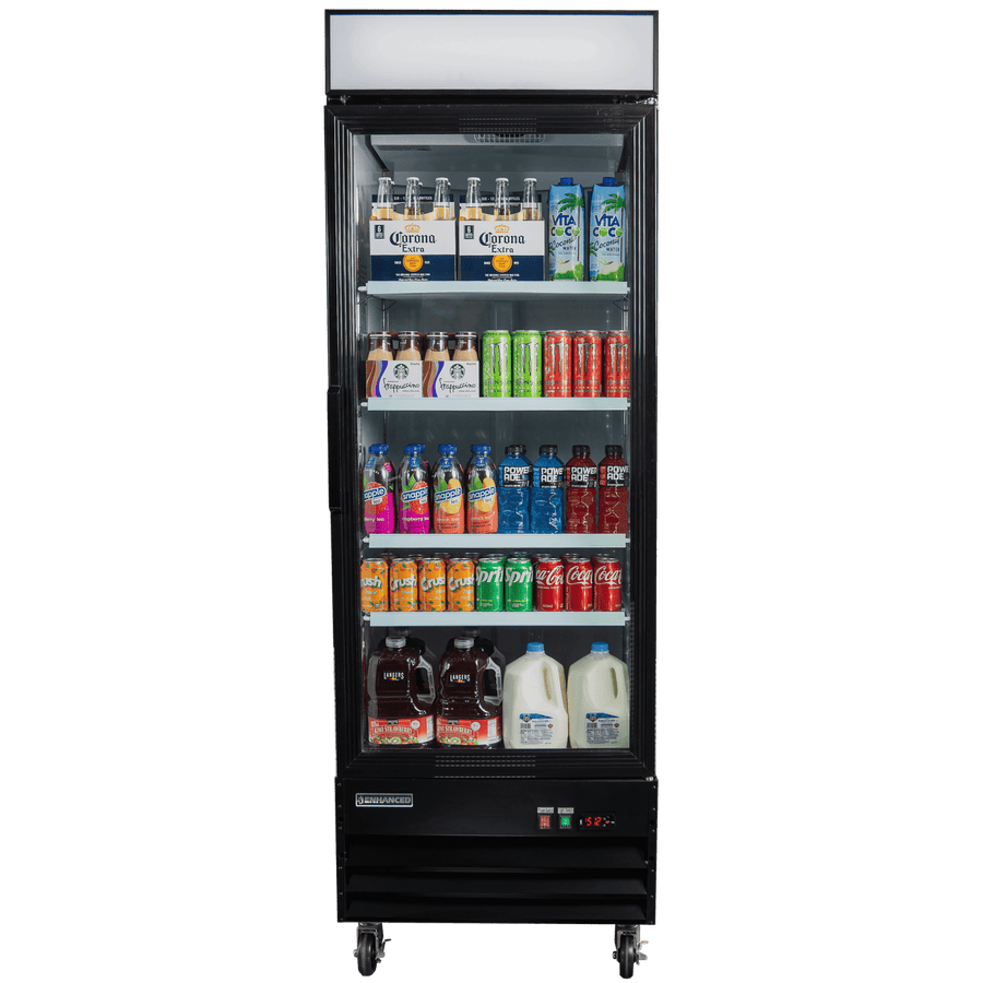 EGDM - 23R - HC Enhanced Merchandiser Refrigerator 1 - Glass doors, 23 cu., Black exterior - Enhanced Refrigeration - Enhanced Equipment