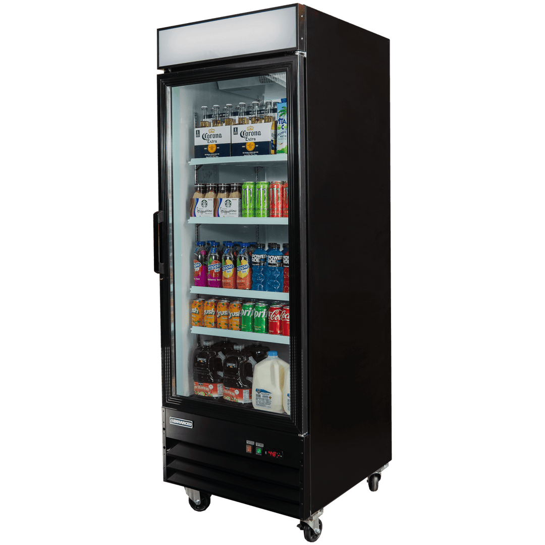 EGDM - 23R - HC Enhanced Merchandiser Refrigerator 1 - Glass doors, 23 cu., Black exterior - Enhanced Refrigeration - Enhanced Equipment
