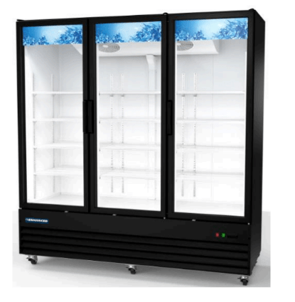 EGDM - 79R - HC Enhanced Merchandiser Refrigerator 3 - Glass doors, Black exterior - Enhanced Refrigeration - Enhanced Equipment