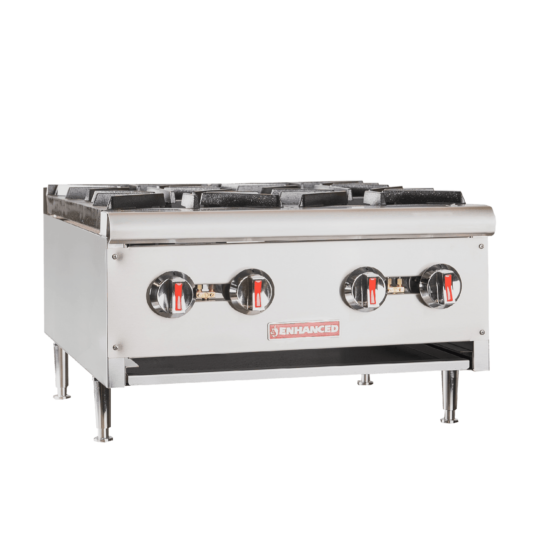 EGHP - 4L Enhanced HOT PLATE 24" WIDE 4 OPEN BURNERS 106,000 BTU - Enhanced Gas Equipment - Hotplate - Enhanced Equipment