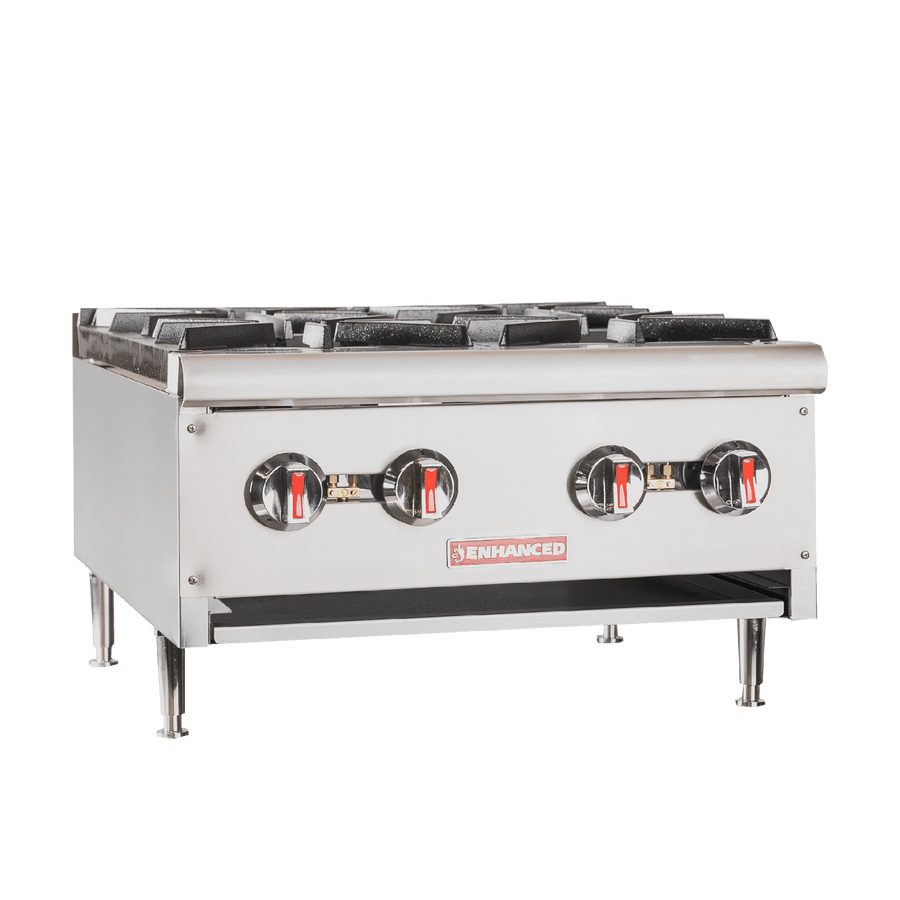 EGHP - 4L Enhanced HOT PLATE 24" WIDE 4 OPEN BURNERS 106,000 BTU - Enhanced Gas Equipment - Hotplate - Enhanced Equipment
