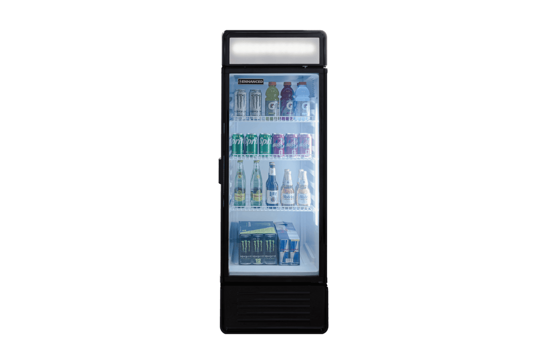 Enhanced Freezers XLS - 215W Enhanced Upright Glass Door Merchandiser, 6.9 Cu. Ft., Black Exterior - Enhanced Freezers - Enhanced Equipment