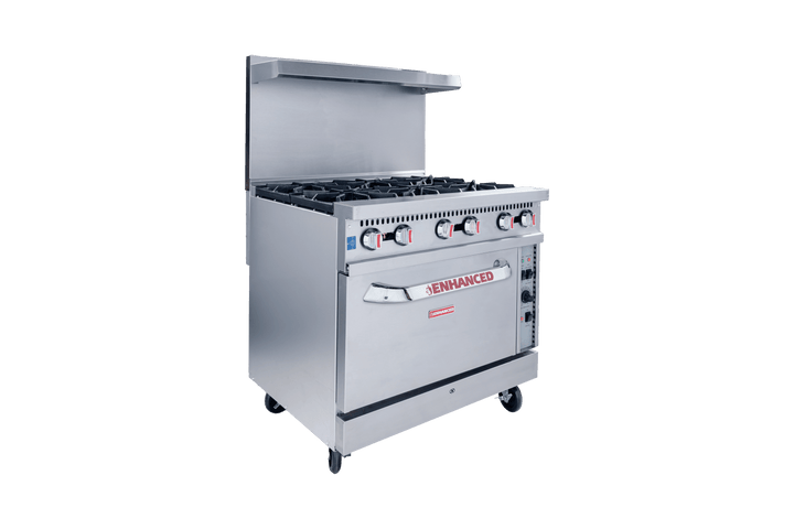 Enhanced Gas Equipment ER - 6 - C Enhanced Range - 6 - Burner Natural Gas Commercial Range with Convection Oven - Enhanced Gas Equipment - Enhanced Equipment