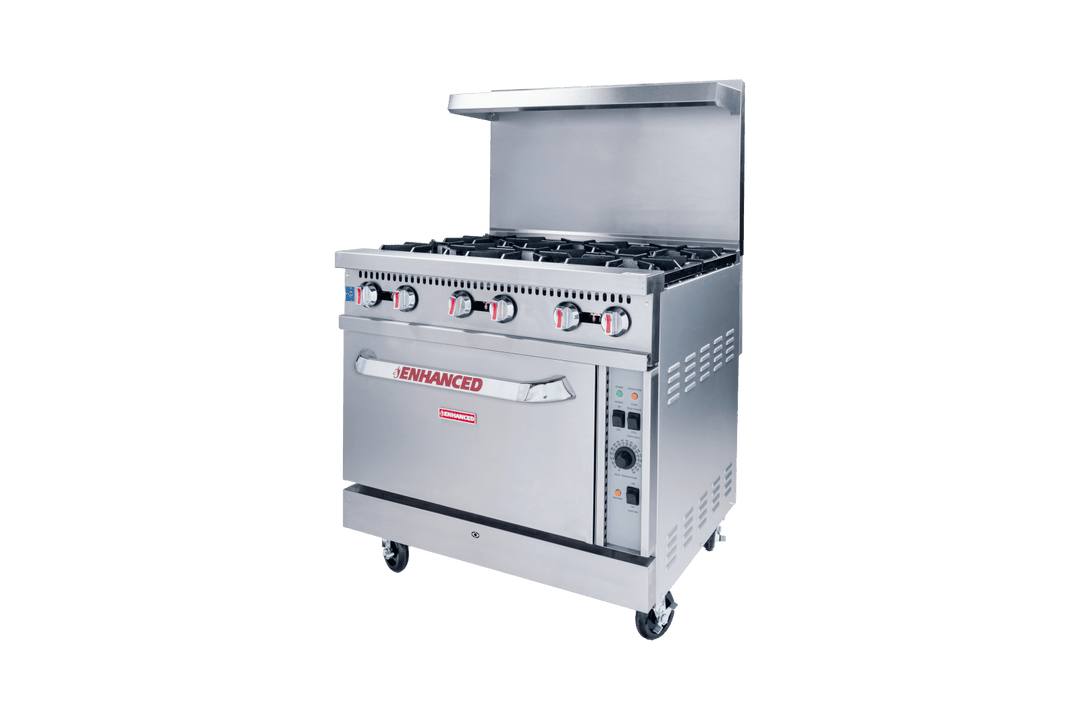 Enhanced Gas Equipment ER - 6 - C Enhanced Range - 6 - Burner Natural Gas Commercial Range with Convection Oven - Enhanced Gas Equipment - Enhanced Equipment