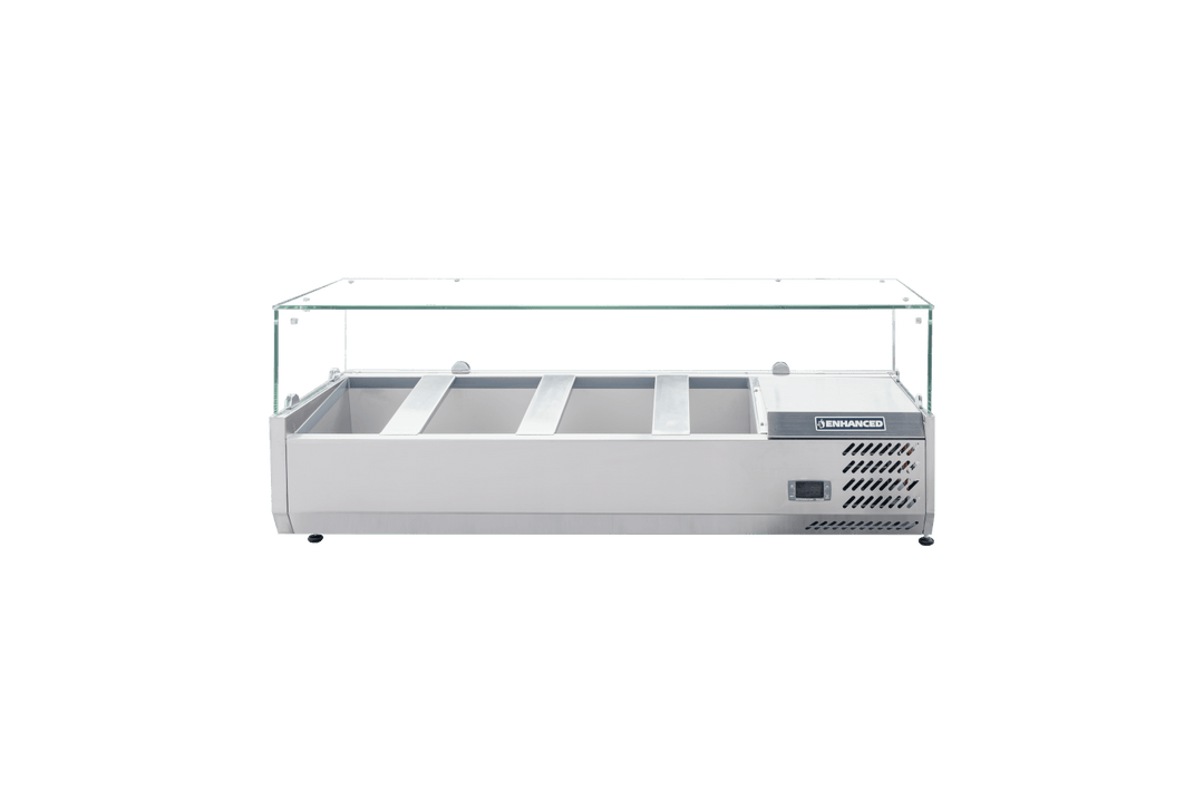 Enhanced Refrigeration CTSP - 48 - 15G - HC 48" Countertop Refrigerated Sandwich/Toppings Station with Glass Cover - Enhanced Refrigeration - Enhanced Equipment