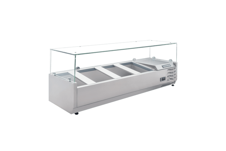 Enhanced Refrigeration CTSP - 48 - 15G - HC 48" Countertop Refrigerated Sandwich/Toppings Station with Glass Cover - Enhanced Refrigeration - Enhanced Equipment