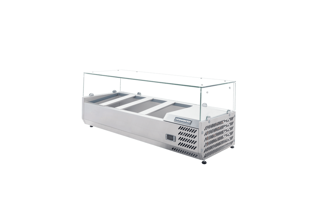 Enhanced Refrigeration CTSP - 48 - 15G - HC 48" Countertop Refrigerated Sandwich/Toppings Station with Glass Cover - Enhanced Refrigeration - Enhanced Equipment
