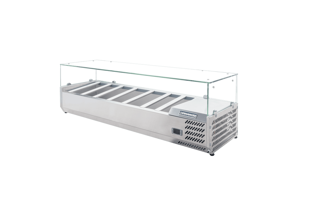 Enhanced Refrigeration CTSP - 60 - 15G - HC 60" Countertop Refrigerated Sandwich/Toppings Station with Glass Cover - Enhanced Refrigeration - Enhanced Equipment