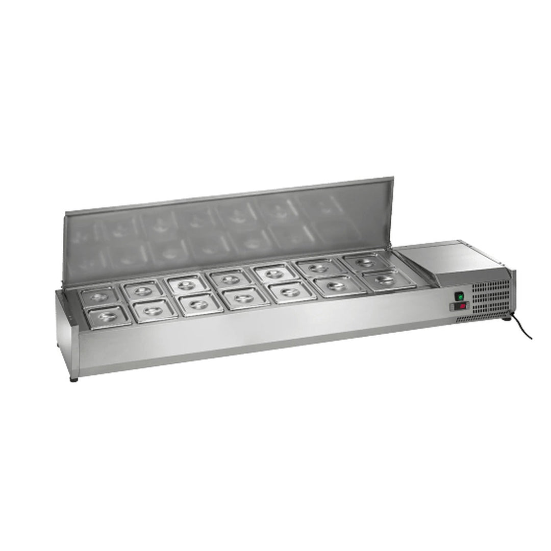 Enhanced Refrigeration CTSP-78-15G-HC 78" Countertop Refrigerated Sandwich and Toppings Station with Glass Cover - Enhanced Refrigeration - Enhanced Equipment