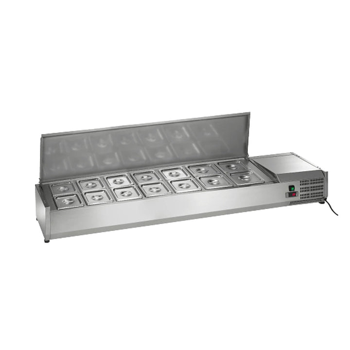 Enhanced Refrigeration CTSP-78-15G-HC 78" Countertop Refrigerated Sandwich and Toppings Station with Glass Cover - Enhanced Refrigeration - Enhanced Equipment
