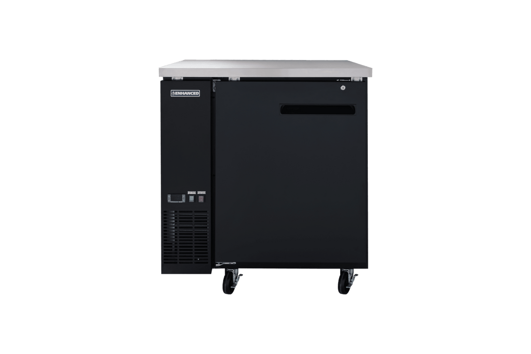 Enhanced Refrigeration EBB - 24 - 36F - HC Enhanced Back Bar Cooler, 36" W x 24" D, Black, 1 Solid Door - Enhanced Refrigeration - Enhanced Equipment