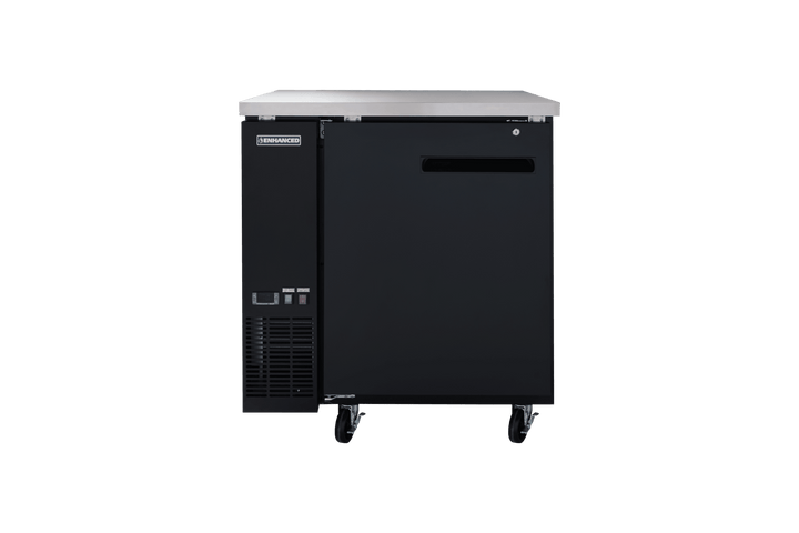 Enhanced Refrigeration EBB - 24 - 36F - HC Enhanced Back Bar Cooler, 36" W x 24" D, Black, 1 Solid Door - Enhanced Refrigeration - Enhanced Equipment