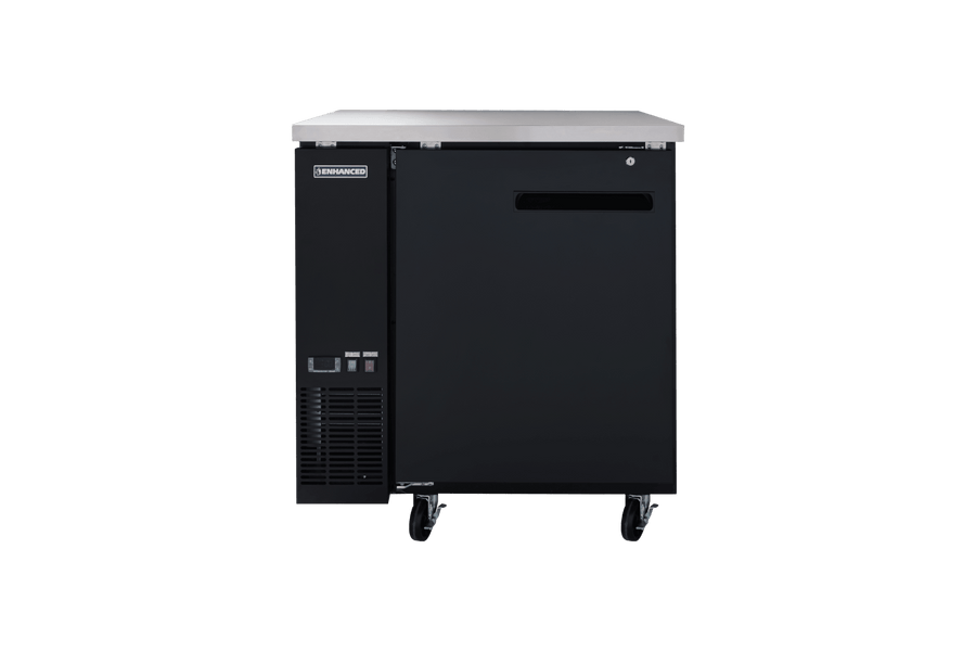 Enhanced Refrigeration EBB - 24 - 36F - HC Enhanced Back Bar Cooler, 36" W x 24" D, Black, 1 Solid Door - Enhanced Refrigeration - Enhanced Equipment