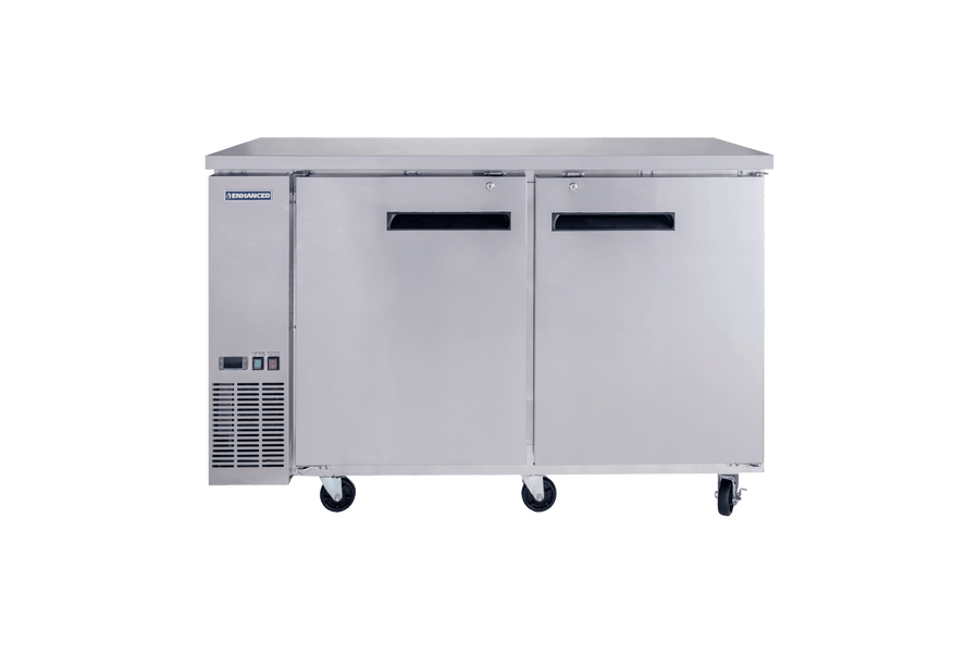 Enhanced Refrigeration EBB - 24 - 60FSS - HC 60" x 24" Back Bar Cooler with Stainless Steel Exterior, 2 Solid Doors - Enhanced Refrigeration - Enhanced Equipment