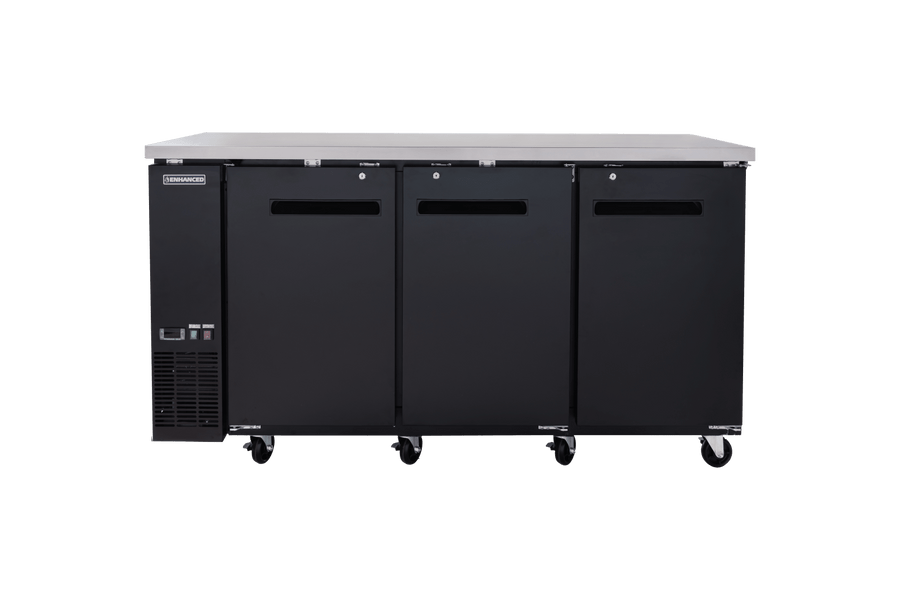 Enhanced Refrigeration EBB - 24 - 72F - HC Enhanced 72" Back Bar Cooler, 3 Solid Doors - Enhanced Refrigeration - Enhanced Equipment