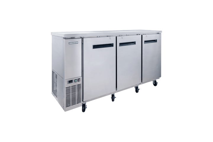 Enhanced Refrigeration EBB - 24 - 72FSS - HC Enhanced Back Bar Cooler 72" W x 24" D, Stainless Steel Exterior, 3 Solid Doors - Enhanced Refrigeration - Enhanced Equipment