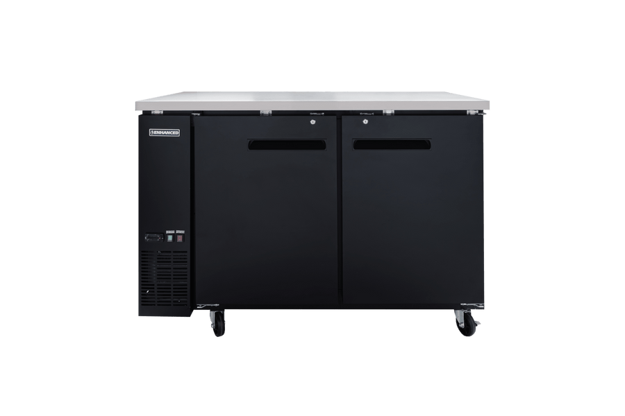 Enhanced Refrigeration EBB - 2F - HC Back Bar Cooler 27" D, Black Exterior, Stainless Steel Top, 2 - Door - Enhanced Refrigeration - Enhanced Equipment