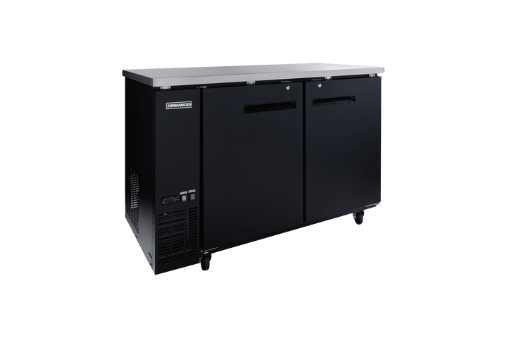 Enhanced Refrigeration EBB - 2F - HC Back Bar Cooler 27" D, Black Exterior, Stainless Steel Top, 2 - Door - Enhanced Refrigeration - Enhanced Equipment